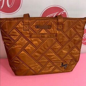 Lug Brown Quilted Tote with Leather Straps